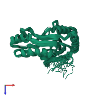 PDB entry 2fyh coloured by chain, ensemble of 20 models, top view.
