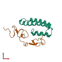 PDB entry 2fyl coloured by chain, front view.