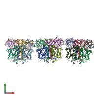 PDB entry 2fyn coloured by chain, front view.