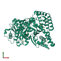 PDB entry 2fyo coloured by chain, front view.