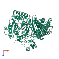 PDB entry 2fyo coloured by chain, top view.