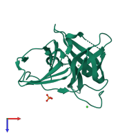 PDB entry 2fyq coloured by chain, top view.