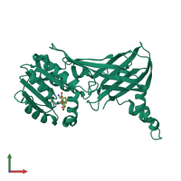 PDB entry 2fyt coloured by chain, front view.