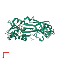 PDB entry 2fyt coloured by chain, top view.