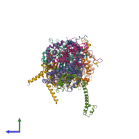 PDB entry 2fyu coloured by chain, side view.