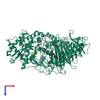 PDB entry 2fyv coloured by chain, top view.