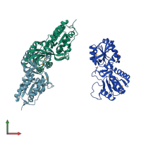 PDB entry 2fyw coloured by chain, front view.