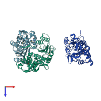 PDB entry 2fyw coloured by chain, top view.