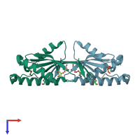 PDB entry 2fyx coloured by chain, top view.