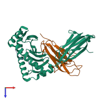 PDB entry 2fyy coloured by chain, top view.