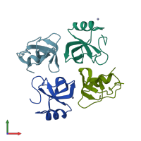 PDB entry 2fz6 coloured by chain, front view.