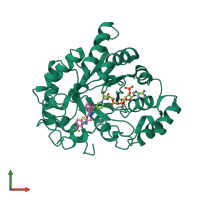 PDB entry 2fz8 coloured by chain, front view.