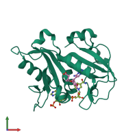 PDB entry 2fzh coloured by chain, front view.