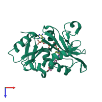 PDB entry 2fzh coloured by chain, top view.