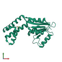 PDB entry 2fzl coloured by chain, front view.