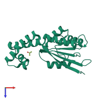 PDB entry 2fzl coloured by chain, top view.