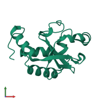 PDB entry 2fzp coloured by chain, front view.