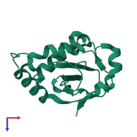 PDB entry 2fzp coloured by chain, top view.