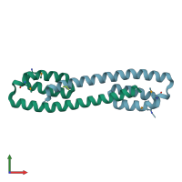 PDB entry 2fzt coloured by chain, front view.