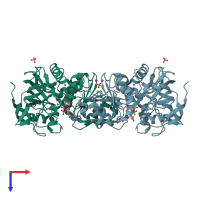 PDB entry 2fzw coloured by chain, top view.