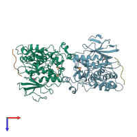 PDB entry 2g01 coloured by chain, top view.