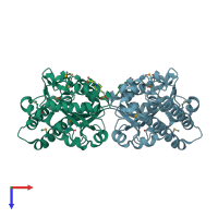 PDB entry 2g06 coloured by chain, top view.