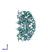 PDB entry 2g07 coloured by chain, side view.