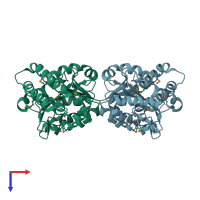 PDB entry 2g07 coloured by chain, top view.