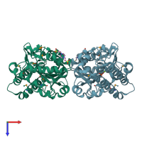 PDB entry 2g09 coloured by chain, top view.