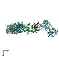 PDB entry 2g0b coloured by chain, top view.