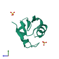 Monomeric assembly 1 of PDB entry 2g0c coloured by chemically distinct molecules, side view.