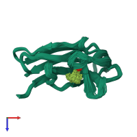 PDB entry 2g0l coloured by chain, ensemble of 58 models, top view.