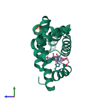 PDB entry 2g0s coloured by chain, side view.