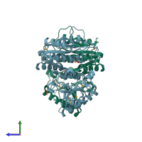 PDB entry 2g0t coloured by chain, side view.