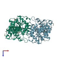 PDB entry 2g0t coloured by chain, top view.