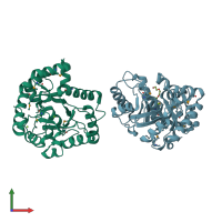 PDB entry 2g0w coloured by chain, front view.