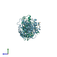 PDB entry 2g0w coloured by chain, side view.