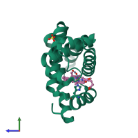 PDB entry 2g0x coloured by chain, ensemble of 2 models, side view.