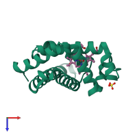 PDB entry 2g14 coloured by chain, ensemble of 2 models, top view.