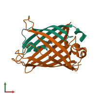 PDB entry 2g16 coloured by chain, front view.