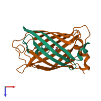 PDB entry 2g16 coloured by chain, top view.