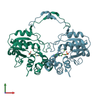 PDB entry 2g1a coloured by chain, front view.