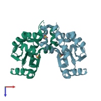 PDB entry 2g1j coloured by chain, top view.