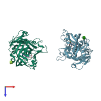 PDB entry 2g1n coloured by chain, top view.