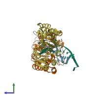 PDB entry 2g1p coloured by chain, side view.