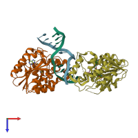 PDB entry 2g1p coloured by chain, top view.
