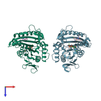 PDB entry 2g1q coloured by chain, top view.