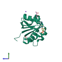 PDB entry 2g1u coloured by chain, side view.