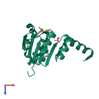 PDB entry 2g1u coloured by chain, top view.