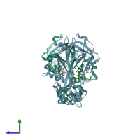 PDB entry 2g20 coloured by chain, side view.